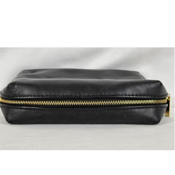 YSL BEAUTY MAKEUP BAG – BLACK LEATHER – GOLD ZIPPER – RARE EMBOSSED LIP DETAIL - Picture 6 of 11